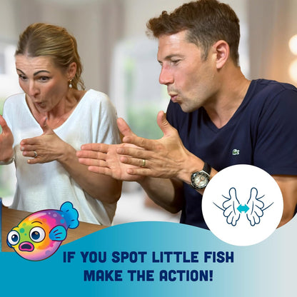 Format Games Big Fish Little Fish Gioco di carte per famiglie veloce di reazioni rapide e divertimento da individuare! Gioco educativo per bambini e adulti, dai 5 anni, da 2 a 6 giocatori, 10 minuti