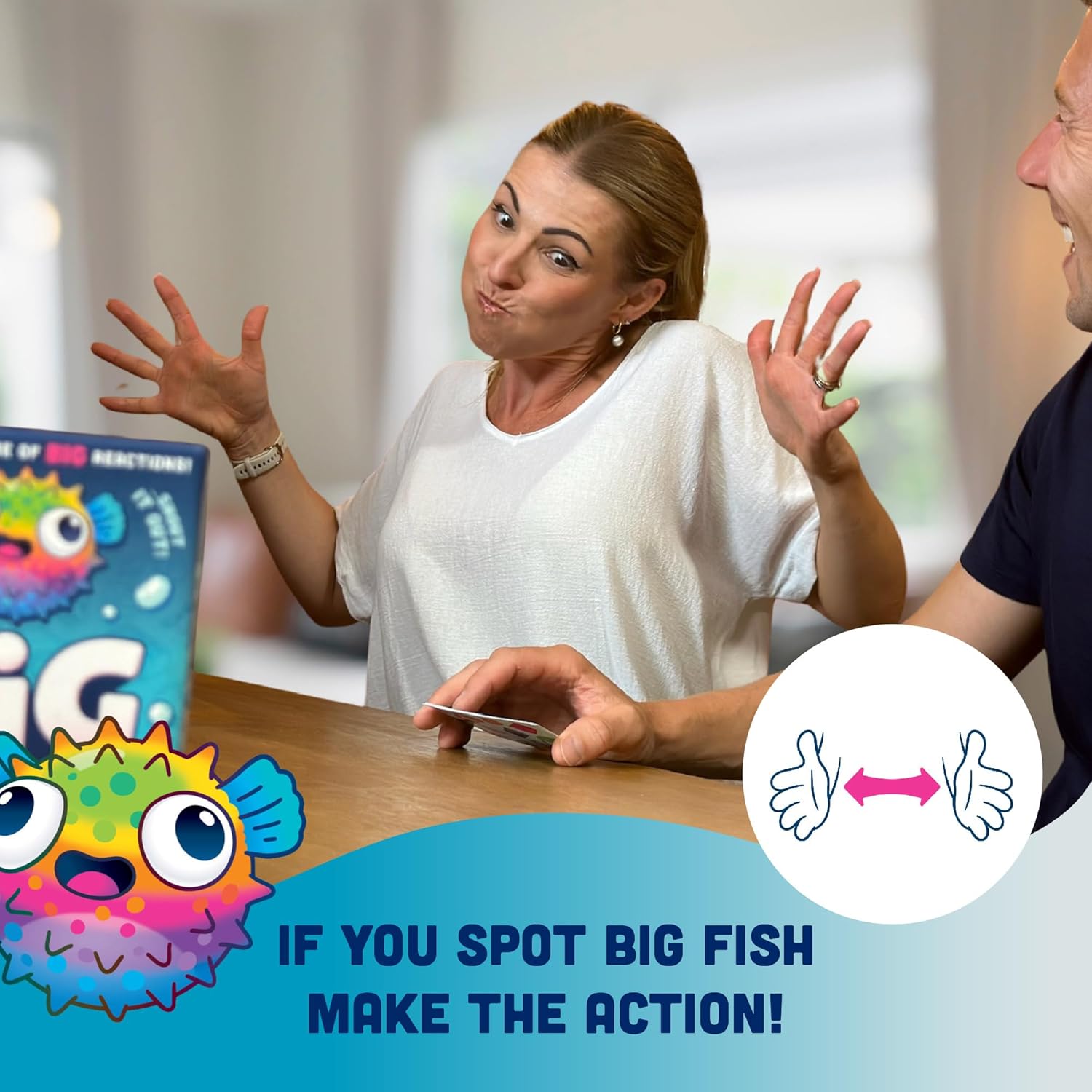 Format Games Big Fish Little Fish Gioco di carte per famiglie veloce di reazioni rapide e divertimento da individuare! Gioco educativo per bambini e adulti, dai 5 anni, da 2 a 6 giocatori, 10 minuti