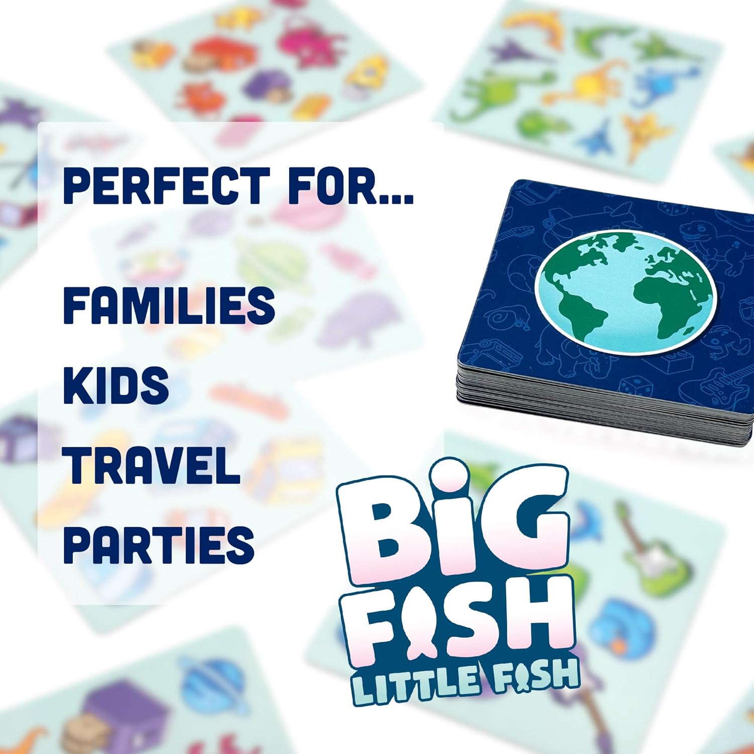 Format Games Big Fish Little Fish Gioco di carte per famiglie veloce di reazioni rapide e divertimento da individuare! Gioco educativo per bambini e adulti, dai 5 anni, da 2 a 6 giocatori, 10 minuti