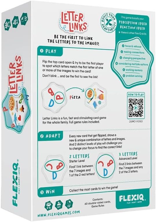 FlexiQ | Letter Links | Children's Card Game | Ages 6+ | 2-6 Players | 15+ Minutes Playing Time