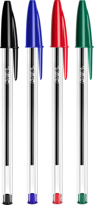 BIC Cristal Original Ballpoint Pens Medium Tip (1 mm) - Assorted Ink Colours - Box of 10