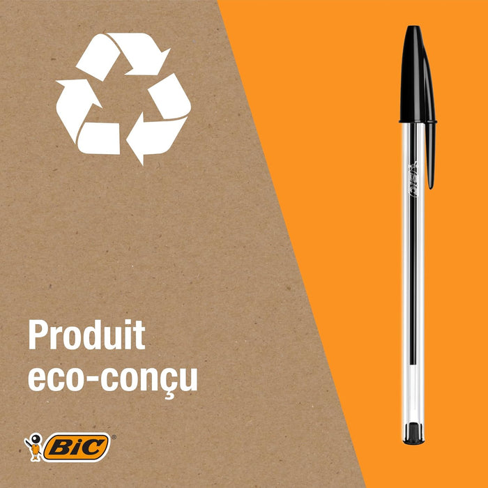 BIC Cristal Original Ballpoint Pens Medium Tip (1 mm) - Assorted Ink Colours - Box of 10