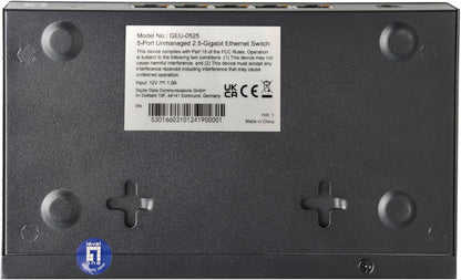 LevelOne GEU-0525 5-Port 2.5 Gigabit Unmanaged Ethernet Switch