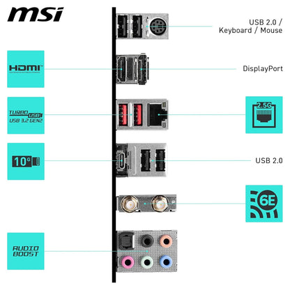 MSI B760 GAMING PLUS WIFI DDR4 Motherboard, ATX - Supports Intel 14th, 13th & 12th Gen Core Processors, LGA 1700 - DDR4 Memory Boost 5333+MHz/OC, 1x PCIe 4.0 x16, 2 x M.2 Gen4, 2.5G LAN, Wi-Fi 6E