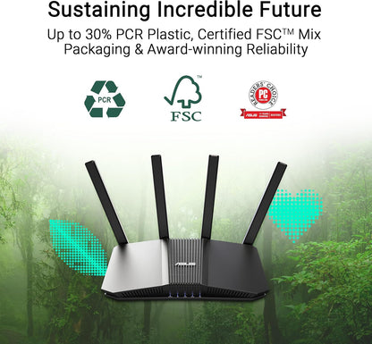 ASUS RT-BE58U BE3600 WiFi 7 AiMesh Extendable Router, 4K QAM, MLO, AI Detection 2.5G WAN/LAN port , Four 1G ports, Commercial Grade Network Security, Parental Control, IoT network, VPN network