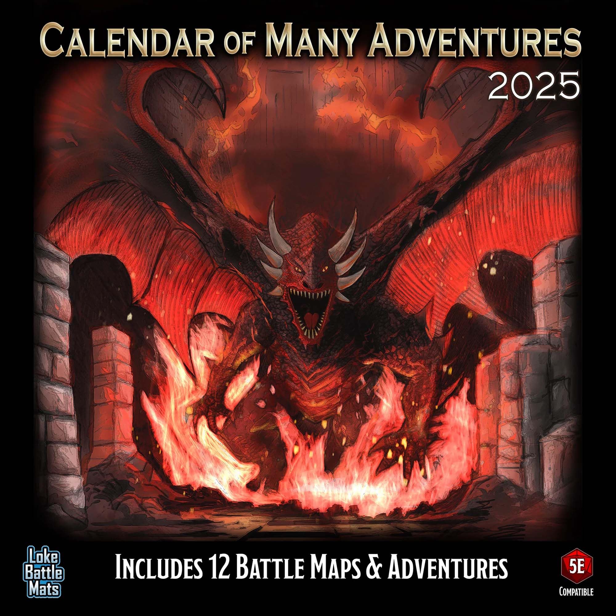 Loke Battlemats | Calendar Of Many Adventures 2025 | Wall Calendar