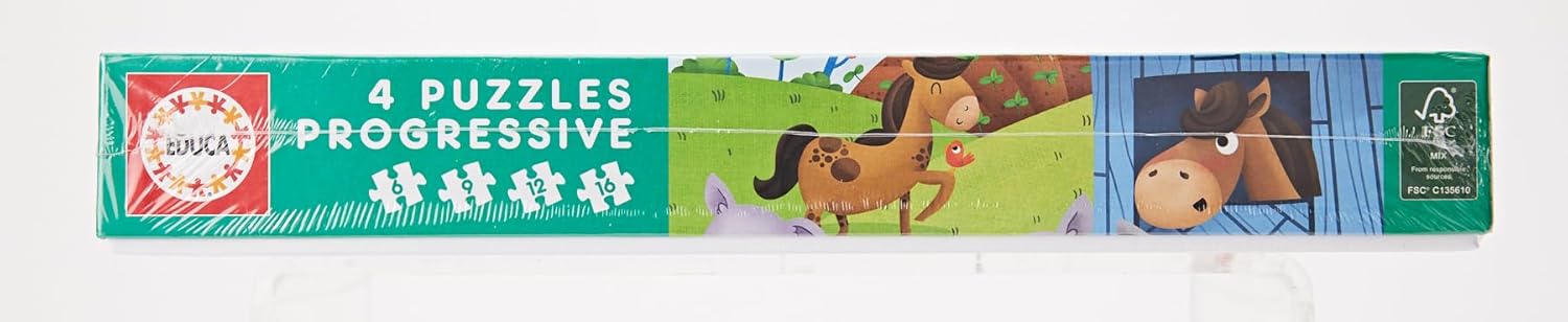 Educa 17145, Bauernhof, 4-in-1 Puzzleset für Kinder ab 3 Jahren, Farm
