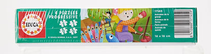 Educa 17145, Bauernhof, 4-in-1 Puzzleset für Kinder ab 3 Jahren, Farm
