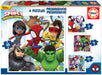 Educa - Progresivos Spidey and His Amazing Friends 12-16-20-25 4 Puzzles progresivos de cartón con 12-16-20-25 Piezas Medida aproximada de Cada Puzzle 16 x 16 cm A Partir de 3 años (19295