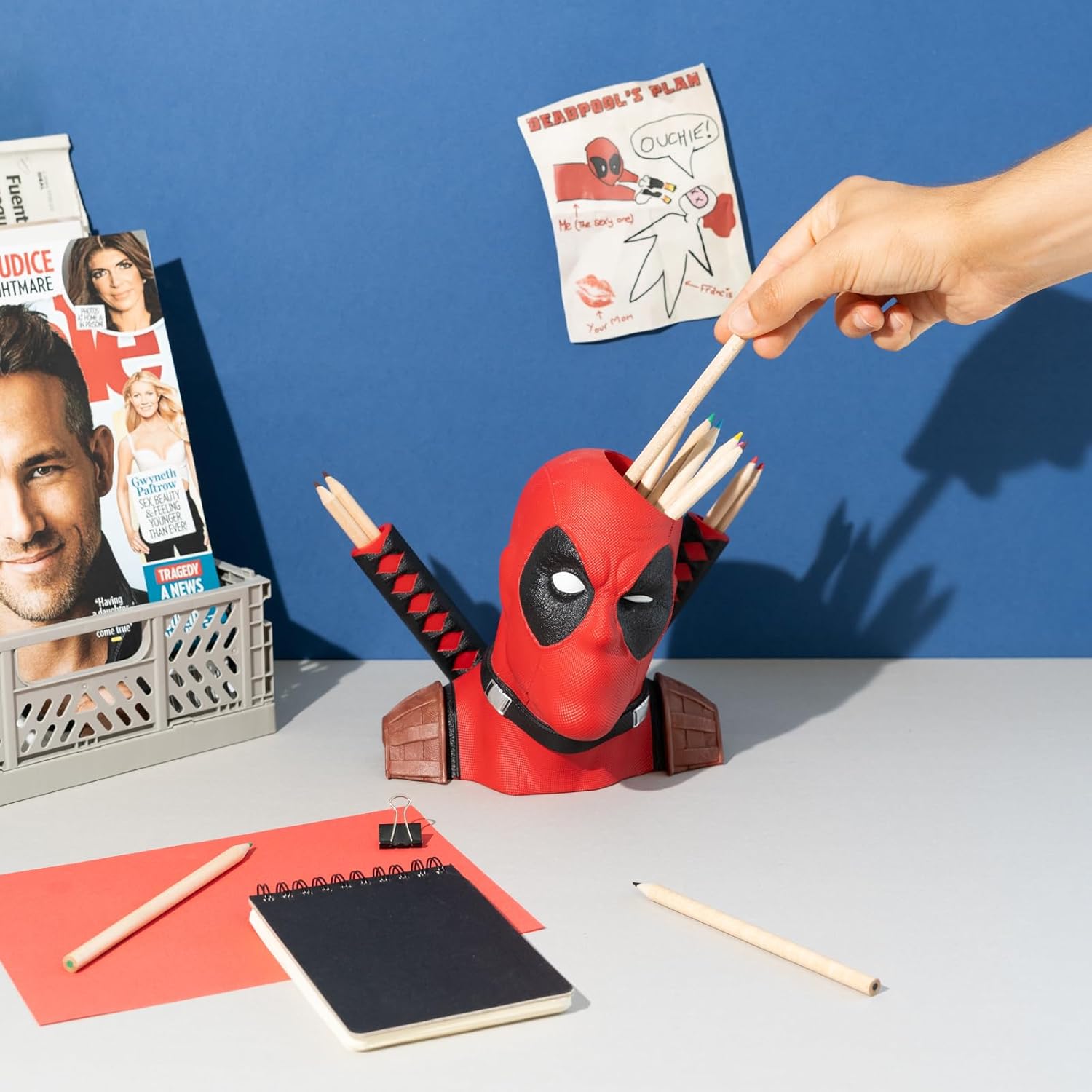 Grupo Erik Pen Holder For Desk - Marvel Deadpool Figure | Pen Pot, Pencil Pot, Pencil Holder, Desk Organiser, Stationery Supplies | Deadpool Gifts, Marvel Gifts