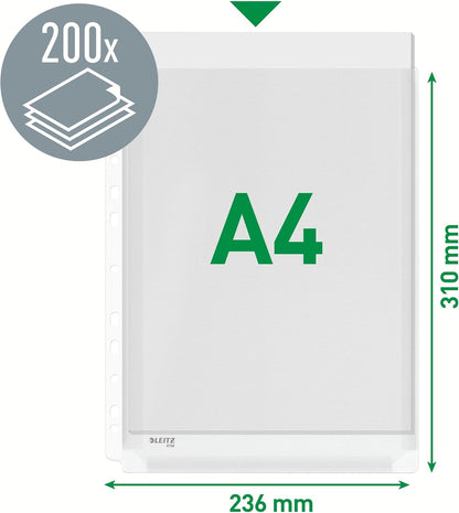 Leitz A4 Premium Transparent Plastic Expanding Pocket Folder - Pack of 10, Black, 170 Micron