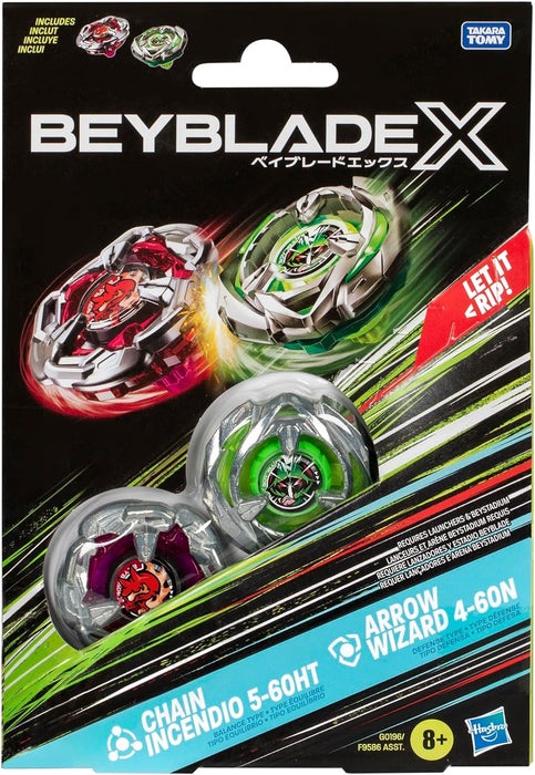Beyblade X Chain Incendio 5-60HT and Arrow Wizard 4-60N Top Dual Pack Set