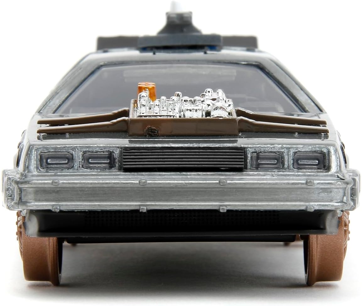 Back to The Future Part III 1:32 Time Machine Rail Wheels Die-Cast Car, Toys for Kids and Adults, Silver
