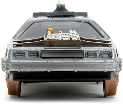 Back to The Future Part III 1:32 Time Machine Rail Wheels Die-Cast Car, Toys for Kids and Adults, Silver