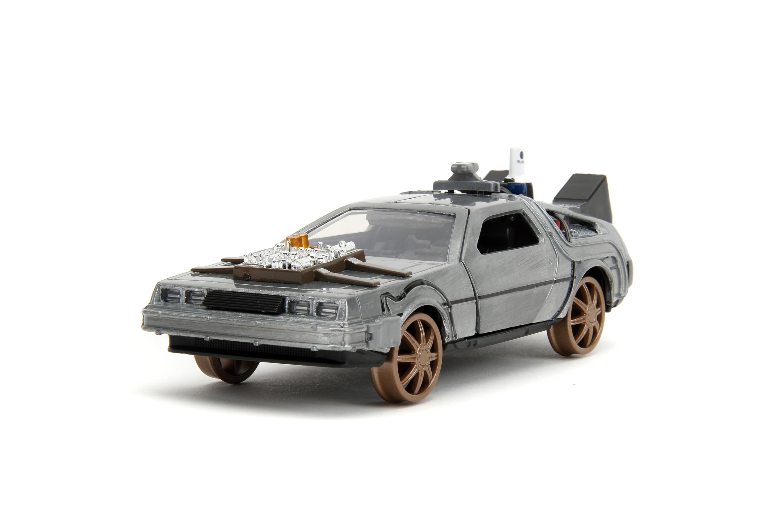 Back to The Future Part III 1:32 Time Machine Rail Wheels Die-Cast Car, Toys for Kids and Adults, Silver