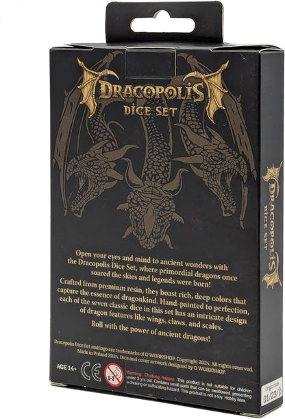 Q-Workshop Dracopolis Dice Set The Yuacatan Featherwing - Dice Accessory for Tabletop Board Card Games - for 1+ Players and Ages 14+