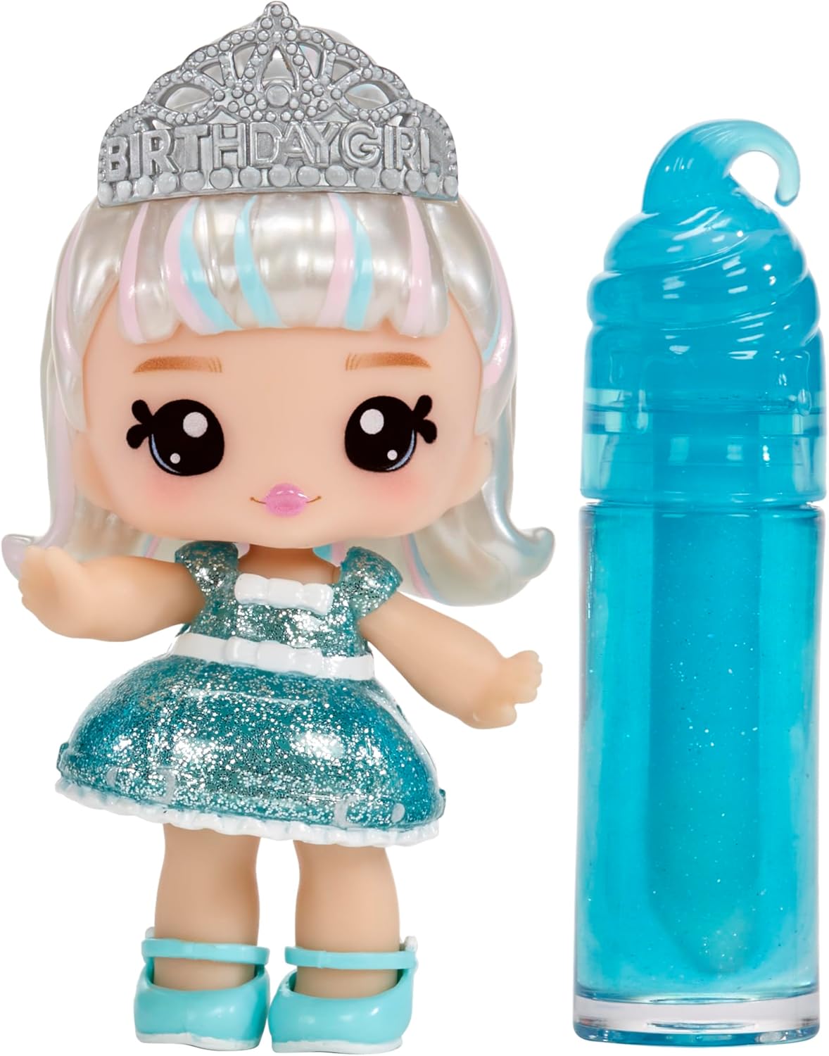 YUMMILAND Lipgloss Doll - Callie Birthday Cake - Muñeca Perfumada con Kit de Brillo de Labios DIY - Adecuado para Niñas y Niños Mayores de 4 Años