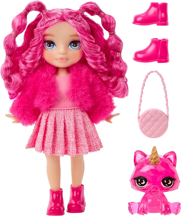 Rainbow High Littles - Magenta Monroe - Small, Posable Fashion Doll – Pink 14 cm Tall Doll with Purse and Magical Pet Kitty - Suitable for Kids and Collectors