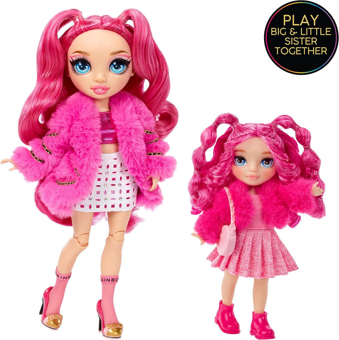 Rainbow High Littles - Magenta Monroe - Small, Posable Fashion Doll – Pink 14 cm Tall Doll with Purse and Magical Pet Kitty - Suitable for Kids and Collectors