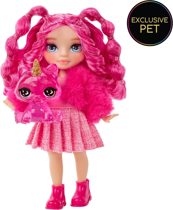 Rainbow High Littles - Magenta Monroe - Small, Posable Fashion Doll – Pink 14 cm Tall Doll with Purse and Magical Pet Kitty - Suitable for Kids and Collectors