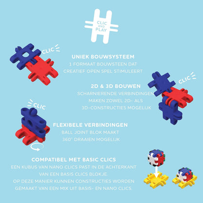 Nano Clics Creative Builders 500, Konstruktionsspielzeug für Kinder ab 8 Jahren, kreatives Lernspielzeug im 500-teiligen Set, Bausteine für Mädchen und Jungen, Montessori STEM,dauerhaftes Spielzeug