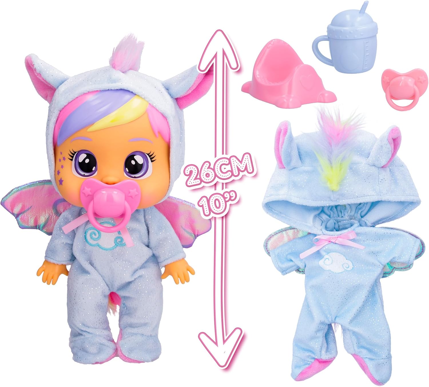 Cry Babies Loving Care Fantasy Jenna | Interaktive Puppe, die echte Tränen weint, einen Pyjama trägt und 3 Accessoires enthält - Spielzeug und Geschenk für Mädchen und Jungen