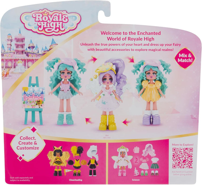 Royale High 3” School Spirit Fashion Pack: Art - Light Series 1-1 Figure with 15 Accessories - Wings Become Rings - Virtual Item Code Included - Ages 5+