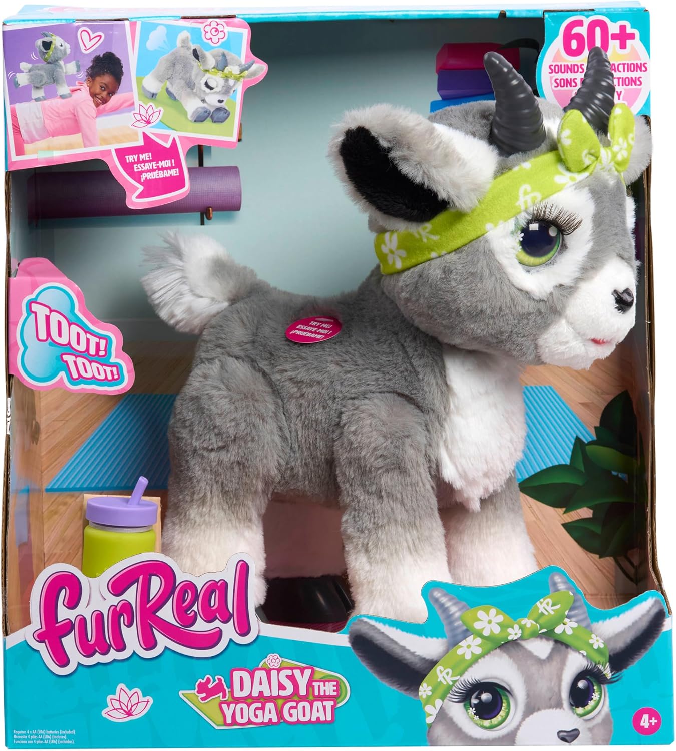 Just Play Jouet interactif Daisy, la chèvre pour Le Yoga, de FurReal, chèvre en Peluche de 29 cm de Haut avec Fonctions sonores, Jouets pour Enfants de 4 Ans et Plus