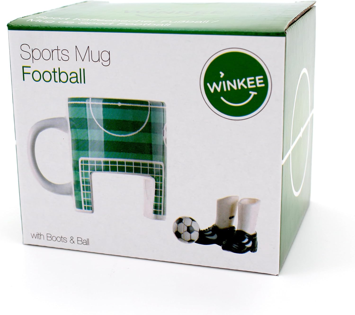 Winkee - Voetbalmok, de sportieve koffiepot voor voetbalfans, theebeker met speelfunctie, ligaspel bij het koffiezuigen