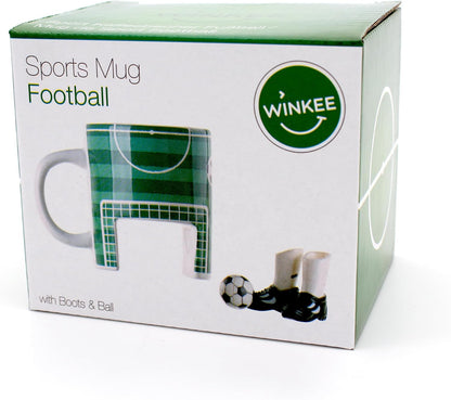 Winkee - Voetbalmok, de sportieve koffiepot voor voetbalfans, theebeker met speelfunctie, ligaspel bij het koffiezuigen