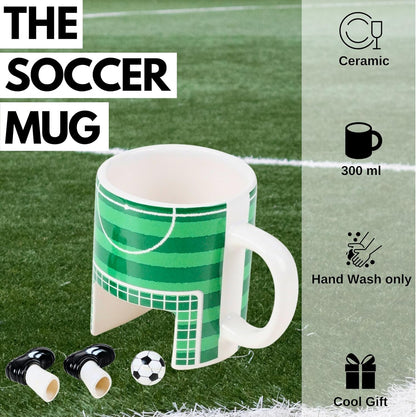Winkee - Voetbalmok, de sportieve koffiepot voor voetbalfans, theebeker met speelfunctie, ligaspel bij het koffiezuigen