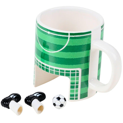 Winkee - Voetbalmok, de sportieve koffiepot voor voetbalfans, theebeker met speelfunctie, ligaspel bij het koffiezuigen