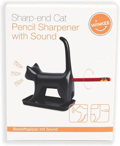 Winkee - Pencil Sharpener - Sharp End Cat Black With Sound - Black
