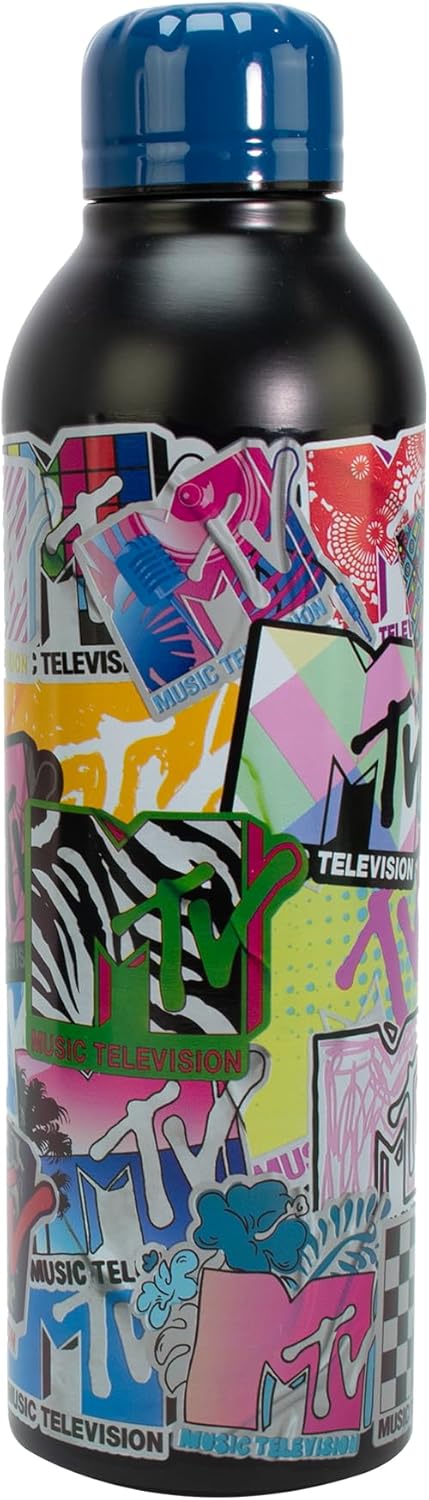 Winkee - MTV Waterfles 500 ml | Roestvrijstalen drinkfles | Waterfles voor rugzak, aktetas, schooltas | Druppelvrij afsluitbaar