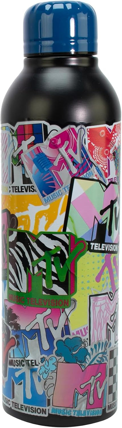 Winkee - MTV Waterfles 500 ml | Roestvrijstalen drinkfles | Waterfles voor rugzak, aktetas, schooltas | Druppelvrij afsluitbaar