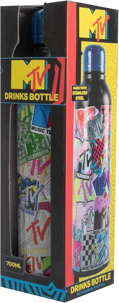 Winkee - MTV Waterfles 500 ml | Roestvrijstalen drinkfles | Waterfles voor rugzak, aktetas, schooltas | Druppelvrij afsluitbaar
