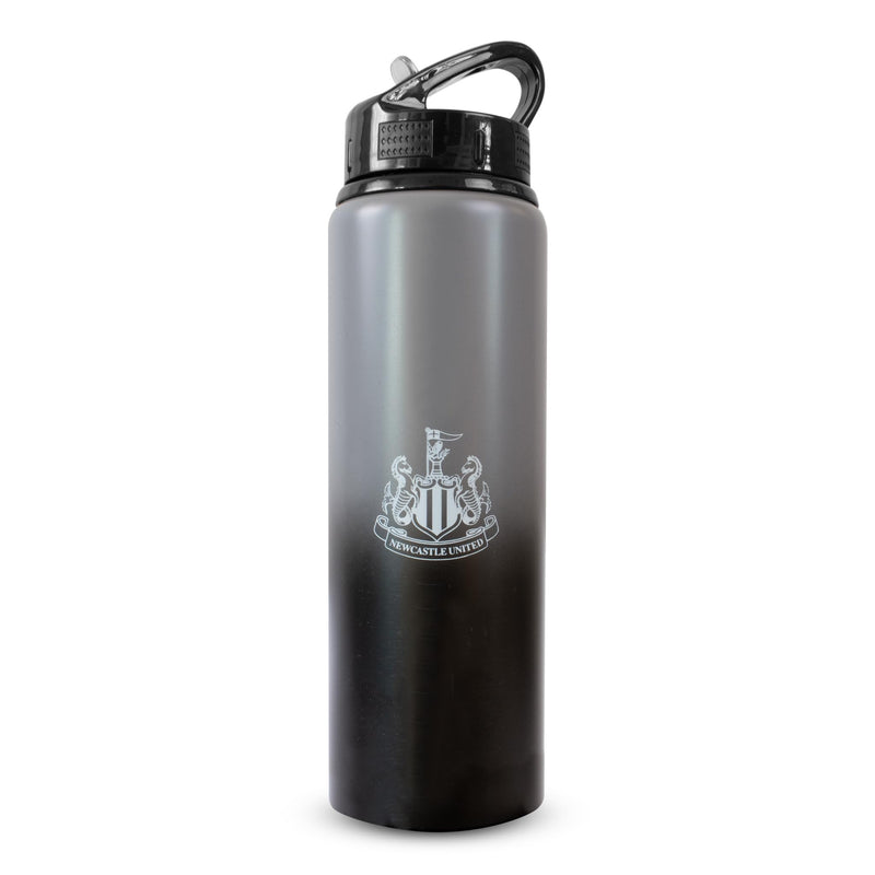 Hy-Pro Officially Licensed Newcastle United F.C. Aluminium Bottle - 750ml, Fade Design, Matt, Intergrated Folding Straw, Leakproof, Lightweight