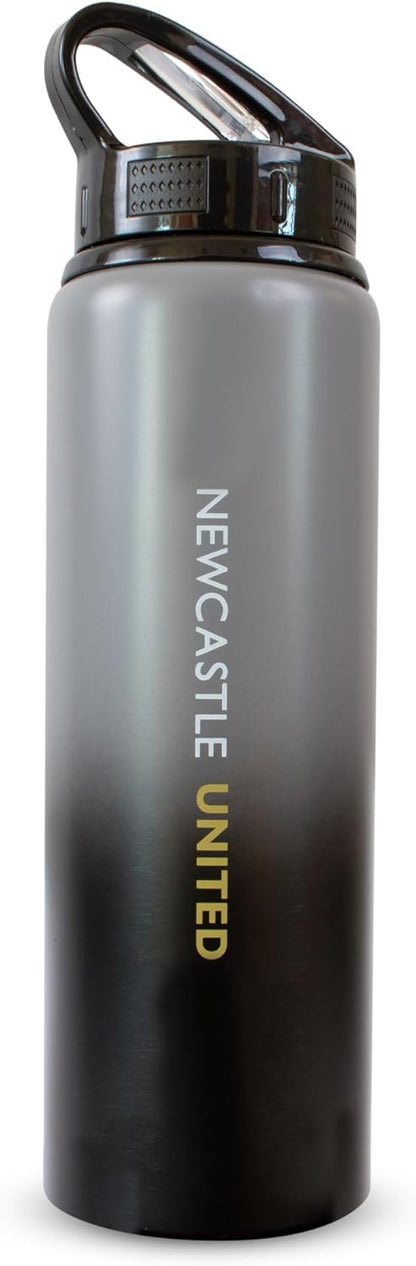 Hy-Pro Officially Licensed Newcastle United F.C. Aluminium Bottle - 750ml, Fade Design, Matt, Intergrated Folding Straw, Leakproof, Lightweight