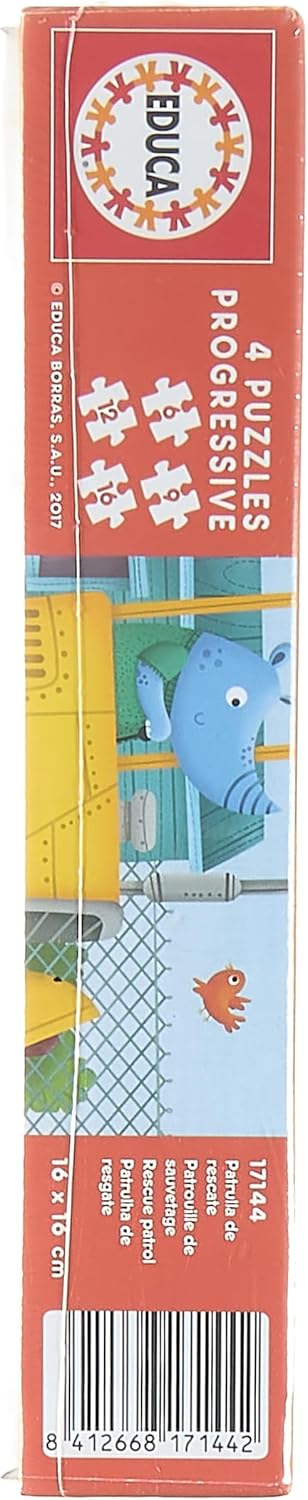 Educa 17144, voertuigen, 4-in-1 puzzelset voor kinderen vanaf 3 jaar