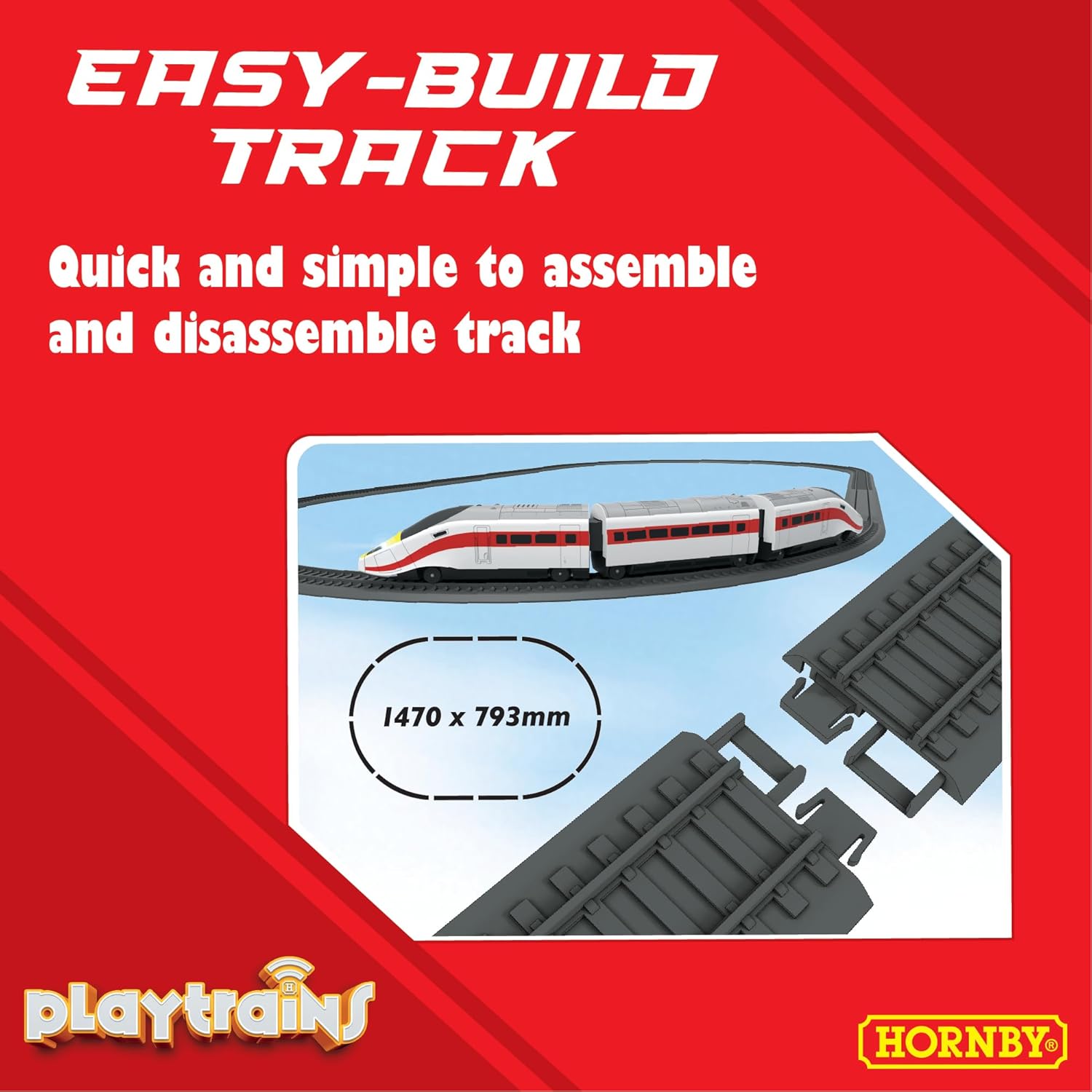 Hornby Playtrains R9360M Playtrains High Speed Train Set Remote Controlled Battery Train Set - Kids Toy Train Sets for Ages 5+, Childrens Mini Model Trains, Includes: Playtrain, Oval Track, Control