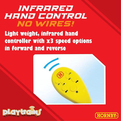 Hornby Playtrains R9360M Playtrains High Speed Train Set Remote Controlled Battery Train Set - Kids Toy Train Sets for Ages 5+, Childrens Mini Model Trains, Includes: Playtrain, Oval Track, Control