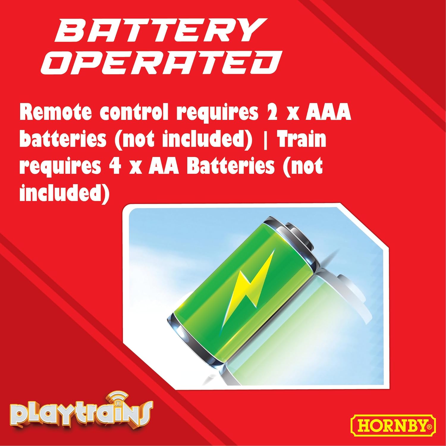 Hornby Playtrains R9360M Playtrains High Speed Train Set Remote Controlled Battery Train Set - Kids Toy Train Sets for Ages 5+, Childrens Mini Model Trains, Includes: Playtrain, Oval Track, Control