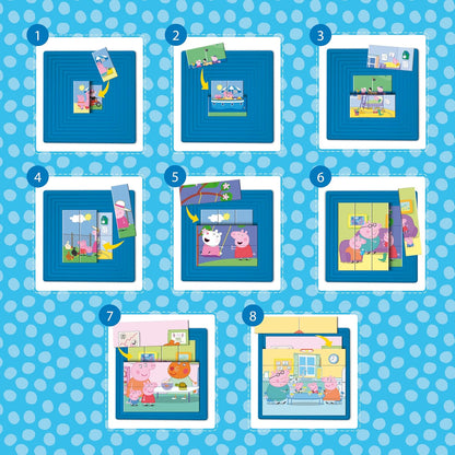 Lisciani - Puzzle Peppa Pig - Lernbox für Kinder ab 2 Jahren - 8 ineinander greifende Entwicklungspuzzles - Selbstkorrigierende Box - Auge-Hand-Koordinationsspiel - Sensorische Aktivität.
