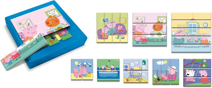 Lisciani - Puzzle Peppa Pig - Lernbox für Kinder ab 2 Jahren - 8 ineinander greifende Entwicklungspuzzles - Selbstkorrigierende Box - Auge-Hand-Koordinationsspiel - Sensorische Aktivität.