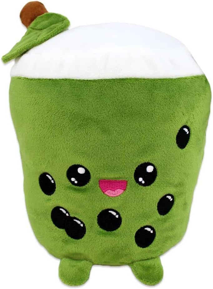 Bubble Tea Cuddly Toy - Green, Approx. 22 cm Tall, Plush Toy with Kawaii Face, Cuddly Soft, 100% Polyester