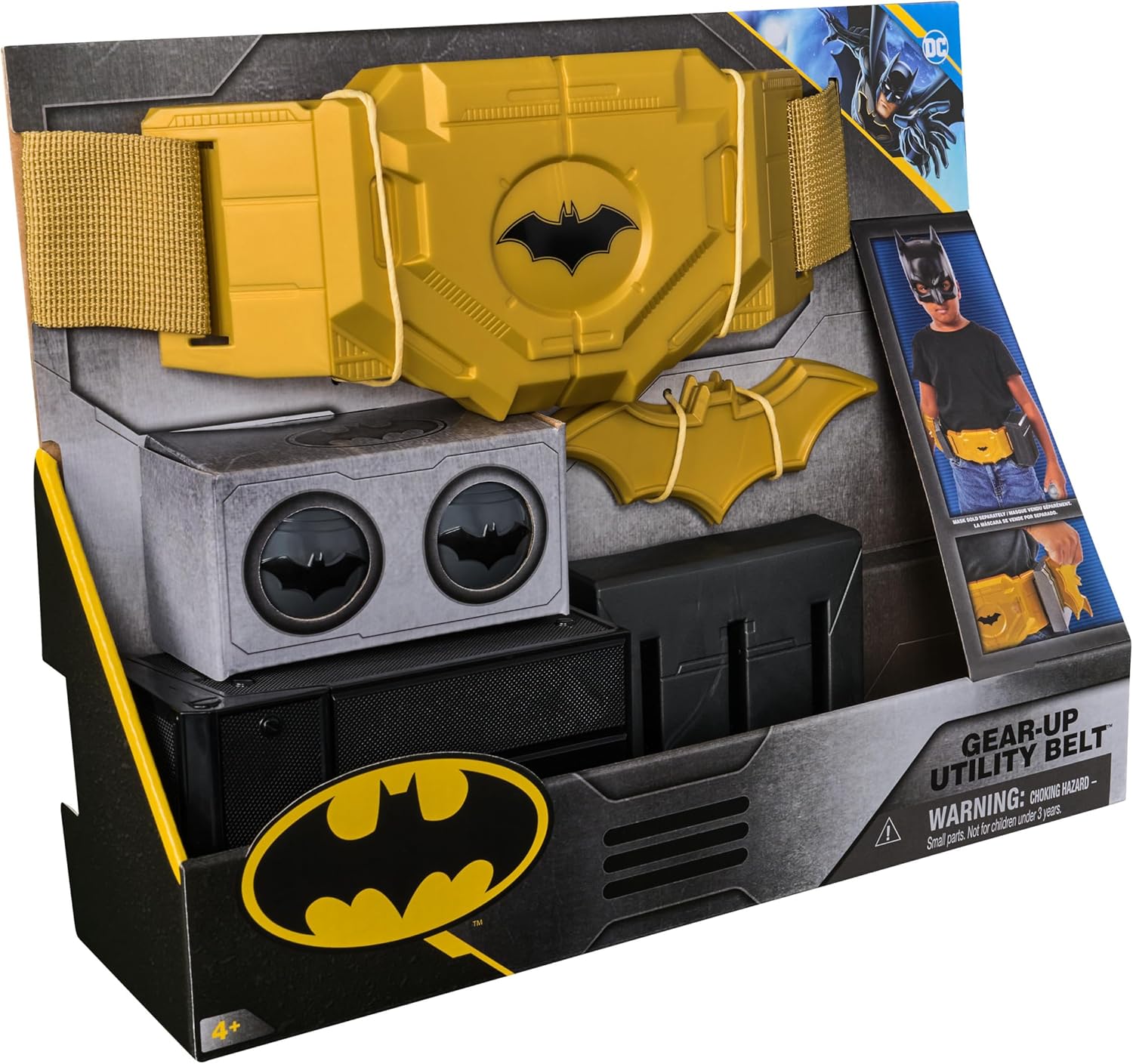 DC Comics Batman, Gear-Up Utility Belt, Batarangs and Smoke Pellets Superhero Costume Accessories, Kids’ Roleplay Toys for Boys and Girls Aged 4+