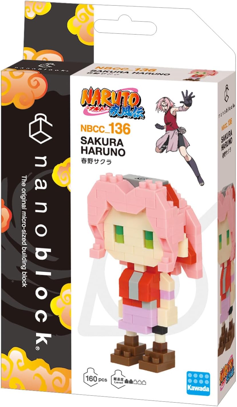 Bandai - Nanoblock - Figurine Naruto Shippuden - Sakura Haruno - Mini-Figur mit 160 Bausteinen - Bausatz Figur Modell - Baukit Spielzeug für Kinder ab 12 Jahren - Jugendliche Erwachsene - NBCN136