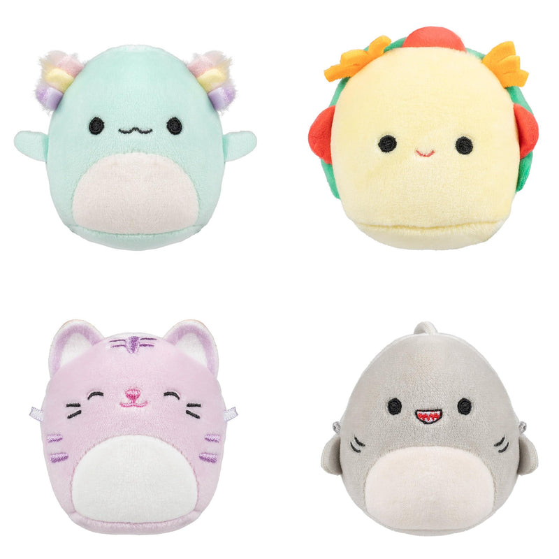Micromallows Squishmallows Original 4-Pack Irina Axolotl, Tabitha Cat, Tex Taco, Gordon Shark