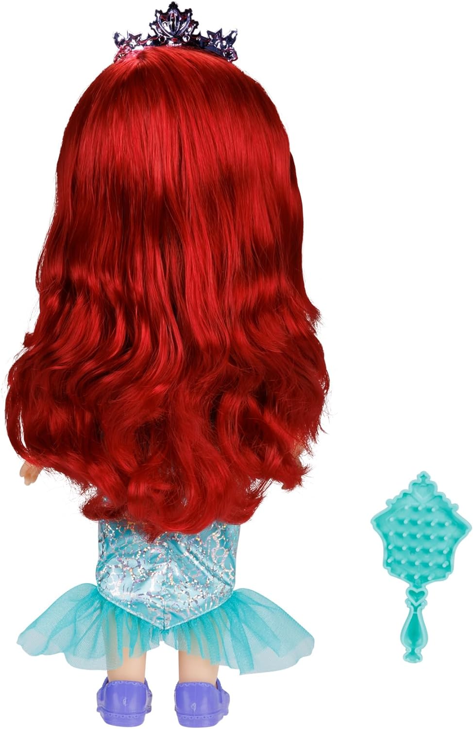 Disney Princess Ariel Doll, 14” / 35cm Tall Doll with Royal Reflection Eyes Includes Shimmery Platinum Holofoil Printed Removable Dress, Shoes, Tiara and Brush, Perfect for Girls Ages 3+