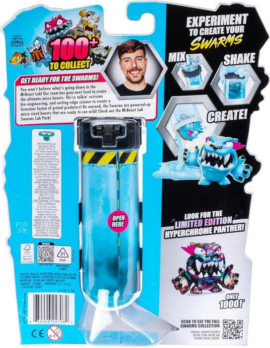MrBeast Lab Swarms Laborpackung; Experimentieren, Wasser hinzufügen, Gläschen schütteln, 5 Sammelfiguren (2,5 cm) enthüllen; 100+ zum Sammeln; mit Chance auf Hyperchrome Panther der Limited